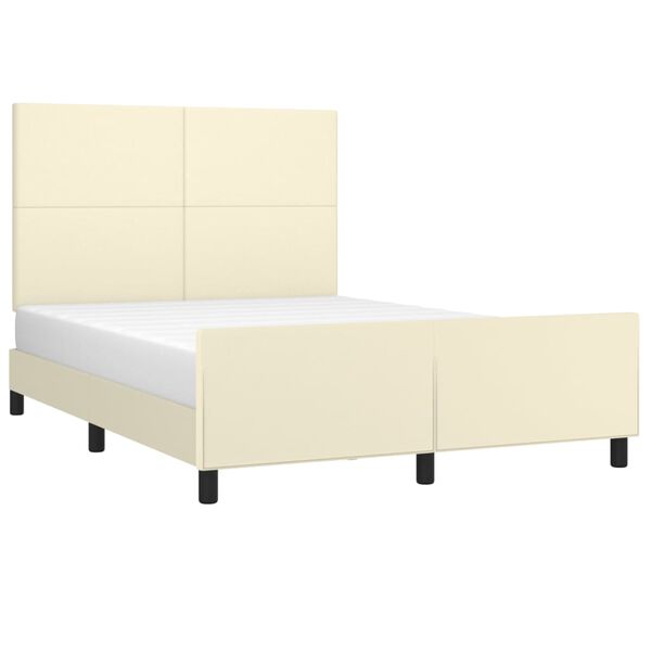 vidaXL Bedframe met hoofdbord kunstleer cr&egrave;mekleurig 140x200 cm
