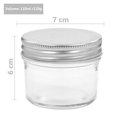 vidaXL Jampotten met zilverkleurige deksels 24 st 110 ml glas