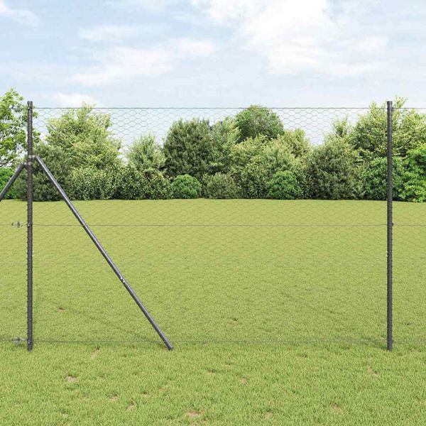 vidaXL Afrasteringspaal Grijs 10 x 1,5 m (36 mm gaas) Staal en PVC