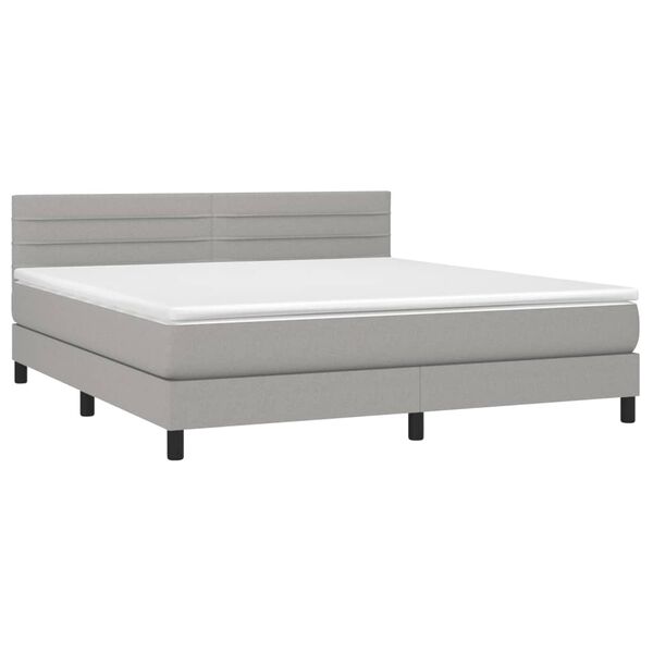 vidaXL Boxspring met matras stof lichtgrijs 160x200 cm