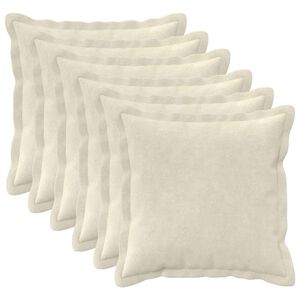 vidaXL Kussen 6 st HOUTEN Cr&egrave;mekleurig 30 x 30 cm Microfiber Fleece