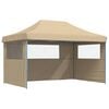 vidaXL Partytent inklapbaar pop-up met 3 zijwanden beige