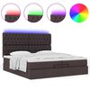 vidaXL Ottoman bed met matrassen en LED's 200x200cm stof donkerbruin