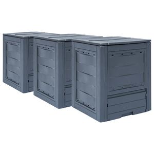 vidaXL Compostbakken 3 st 780 L 60x60x73 cm grijs