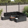 vidaXL Tuin Sofa Set met kussen 9 pcs Zwart Poly riet