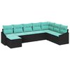 vidaXL Bankstel met kussen 8 pcs Zwart poly rattan