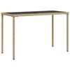 vidaXL Tuintafel met glazen blad 115x54x74 cm poly rattan beige