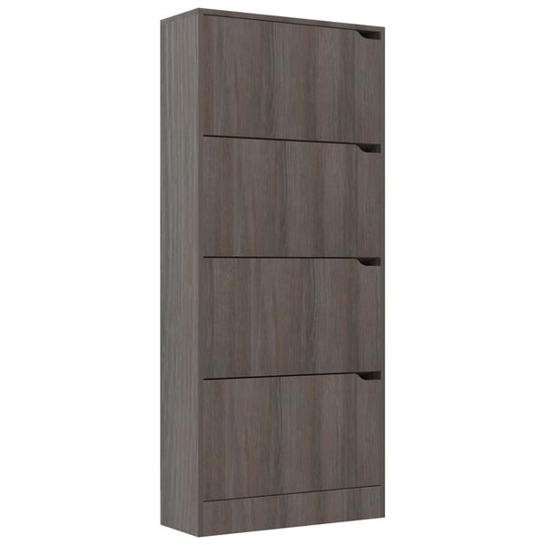 vidaXL Schoenenkast met 4 deuren 59x24x136 cm bewerkt hout grijs eiken