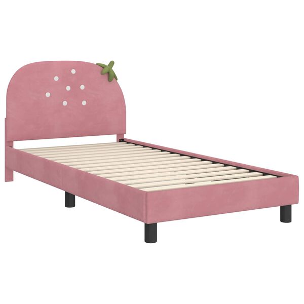vidaXL Bedframe voor kinderen met hoofdbord Roze 90 x 190 cm Fluweel
