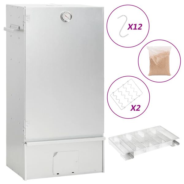 vidaXL BBQ-rookoven met koude rookgenerator gegalvaniseerd staal