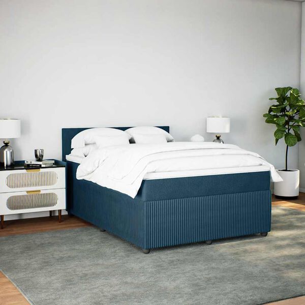 vidaXL Boxspring met matras fluweel blauw 140x190 cm