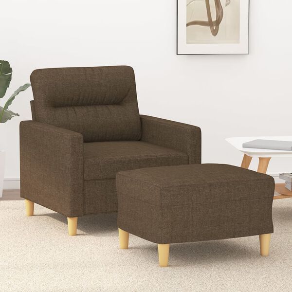 vidaXL Fauteuil met voetenbank 60 cm stof bruin