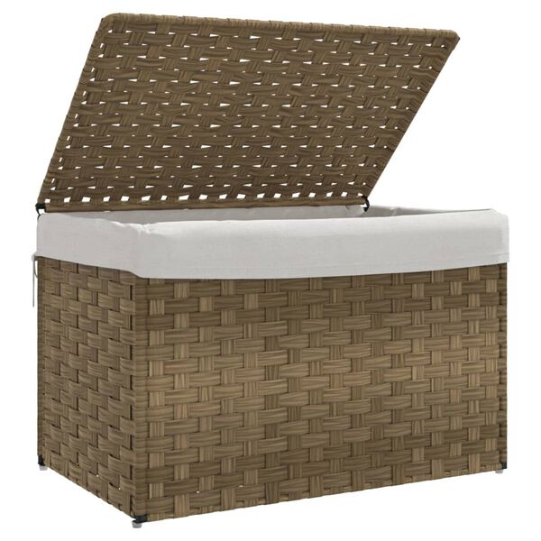 vidaXL Wasmand met deksel 55,5x35x34 cm poly rattan