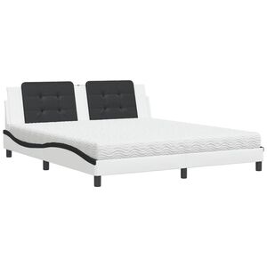 vidaXL Bed met matras "Zadar" kunstleer wit en zwart 180x200 cm