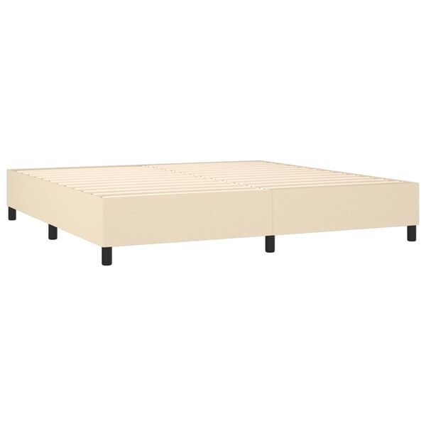 vidaXL Boxspring met matras stof cr&egrave;mekleurig 200x200 cm