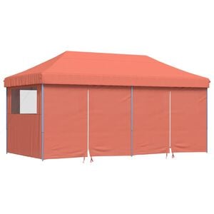 vidaXL Partytent inklapbaar pop-up met 4 zijwanden terracottakleurig