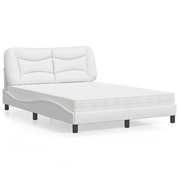 vidaXL Bed met matras "Hvar" kunstleer wit 140x190 cm