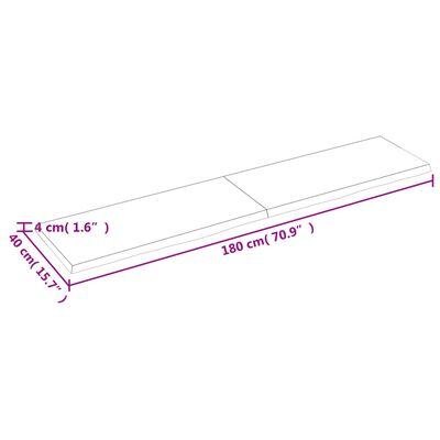 vidaXL Wastafelblad 180x40x(2-4) cm behandeld massief hout lichtbruin