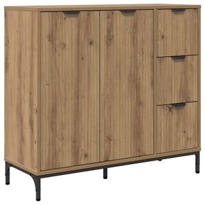 vidaXL Dressoir Artisan Eiken 89,5 x 33 x 82 cm Bewerkt hout