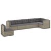 vidaXL 7-delige Loungeset met kussens poly rattan grijs
