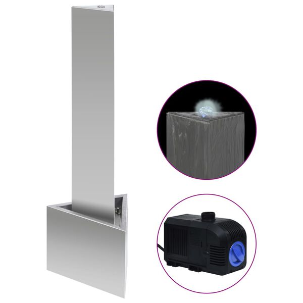 vidaXL Tuinfontein 37,7x32,6x110 cm roestvrij staal zilverkleurig