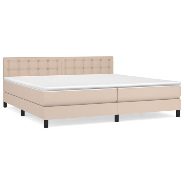 vidaXL Boxspring met matras kunstleer cappuccinokleurig 200x200 cm