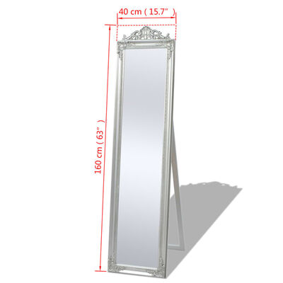 vidaXL Vrijstaande spiegel Barok 160x40cm zilver online kopen vidaXL.be