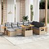 vidaXL 9-delige Loungeset met kussens poly rattan beige