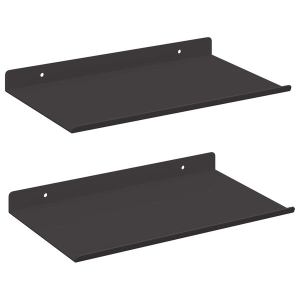 vidaXL Drijvende plank 2 pcs Zwart 30 x 17,5 x 2,5 cm Staal