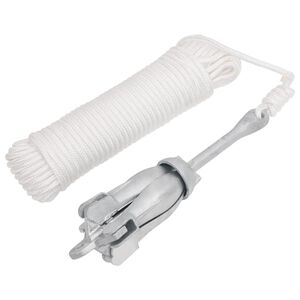 vidaXL Anker met touw inklapbaar 2,5 kg smeedijzer zilverkleurig