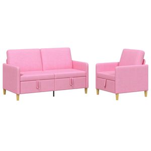 vidaXL Bankenset met opbergruimte 2 st Roze Polyester