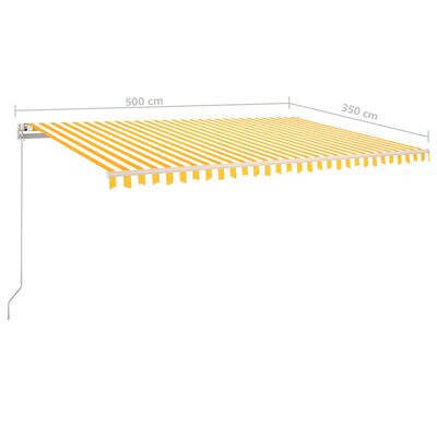 vidaXL Luifel automatisch met LED en windsensor 5x3,5 m geel en wit