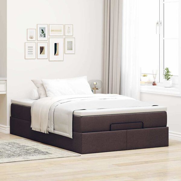 vidaXL Ottoman bed met matras 120x200cm stof donkerbruin