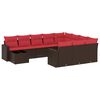 vidaXL 11-delige tuinbankset met kussens, bruin polyrotan