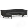 vidaXL 6-delige Loungeset met kussens poly rattan zwart