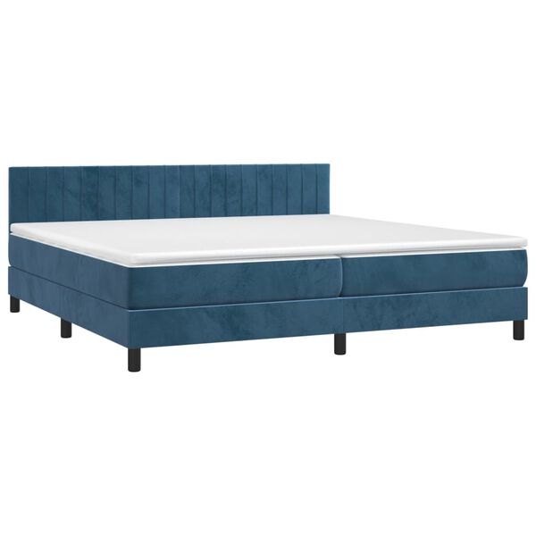 vidaXL Boxspring met matras fluweel donkerblauw 200x200 cm
