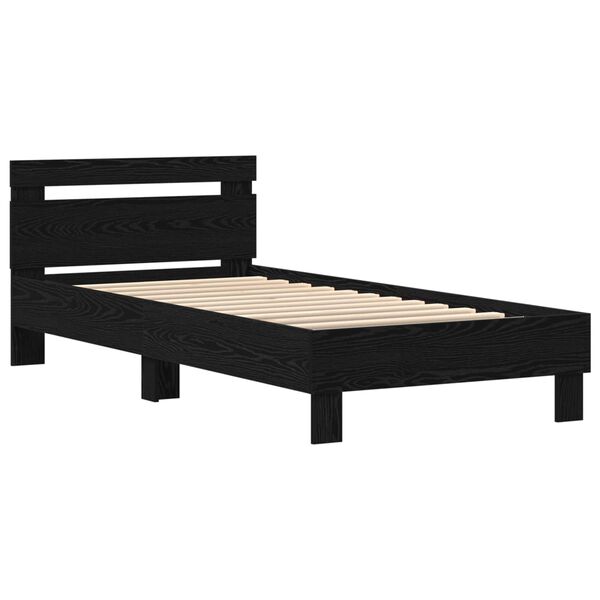 vidaXL Bedframe met hoofdeinde Zwart eiken 100 x 200 cm Bewerkt hout