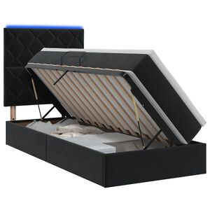 vidaXL LED Opslagbed met Matras Zwart 100 x 200 cm Fluweel