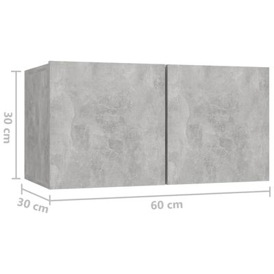vidaXL Tv-hangmeubelen 3 st 60x30x30 cm betongrijs