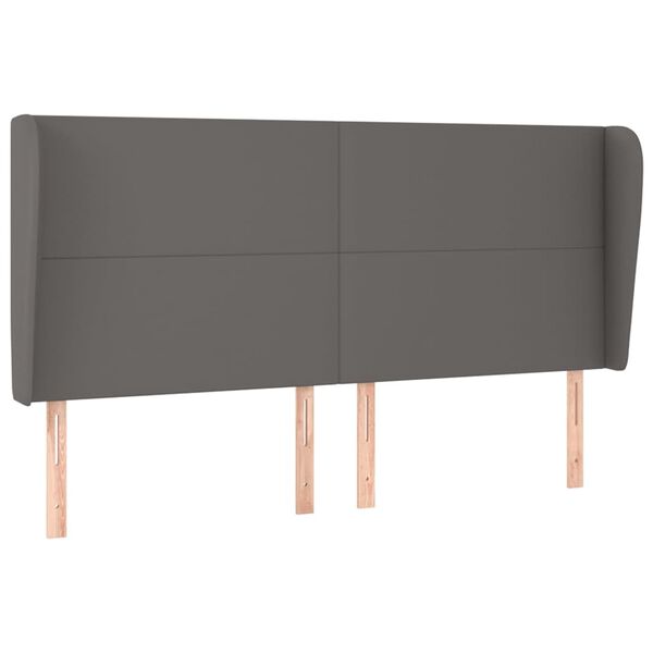 vidaXL Hoofdbord met randen 203x23x118/128 cm kunstleer grijs