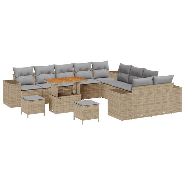 vidaXL Tuin Sofa Set 13 pcs Beige en Licht Grijs poly rattan