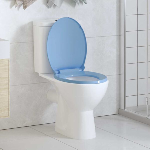 vidaXL Toiletbril soft-close en quick-release ovaal blauw