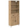 vidaXL Hoge kast 2 pcs Artisan Eiken 69,5 x 34 x 180 cm Bewerkt hout