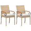 vidaXL Tuinstoelen 2 st Beige en Cr&egrave;me Wit Poly rattan en acacia