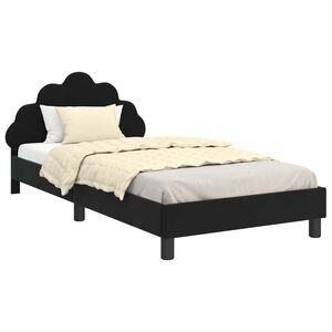 vidaXL Bedframe voor kinderen met hoofdbord Zwart 90 x 200 cm Fluweel