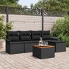 vidaXL Tuinbankenset met opslag 6 pcs Zwart poly rattan