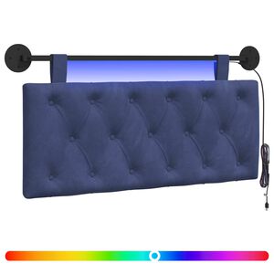 vidaXL Hangend hoofdbord Met LED-verlichting Politieblauw Fluweel