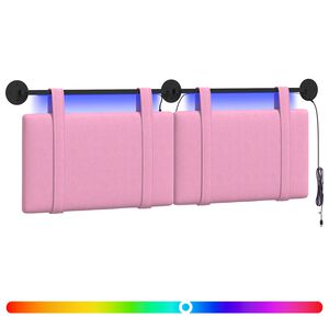 vidaXL Hangend hoofdbord Met LED-verlichting Roze Stof
