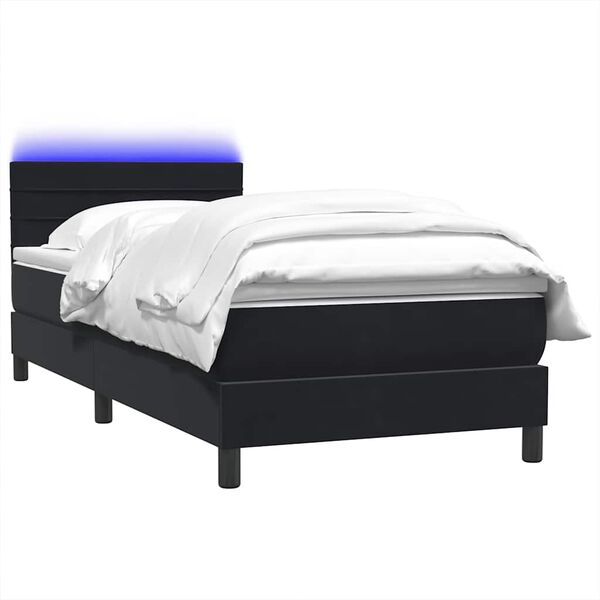 vidaXL Boxspring met matras en LED fluweel zwart 80x210 cm