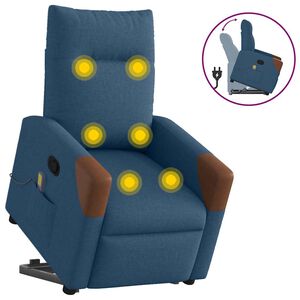 vidaXL Sta-op-massagestoel verstelbaar stof blauw